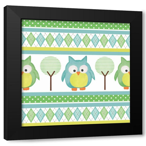 Hoot Blue IV Black Modern Wood Framed Art Print by ND Art and Design