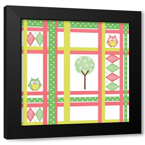 Hoot Pink V Black Modern Wood Framed Art Print with Double Matting by ND Art and Design