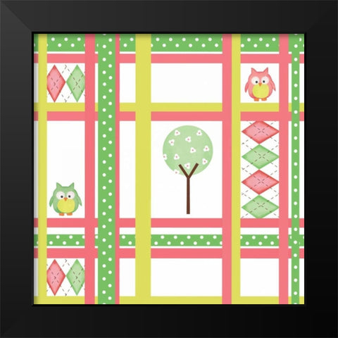 Hoot Pink V Black Modern Wood Framed Art Print by ND Art and Design