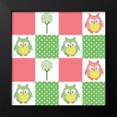 Hoot Pink VII Black Modern Wood Framed Art Print by ND Art and Design