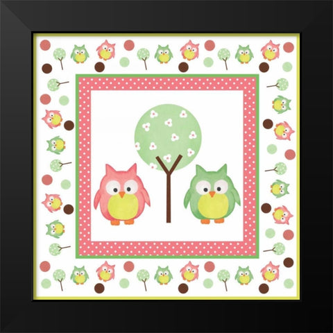 Hoot Pink XII Black Modern Wood Framed Art Print by ND Art and Design