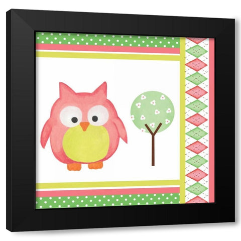 Hoot Pink VI Black Modern Wood Framed Art Print with Double Matting by ND Art and Design