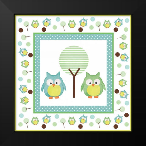 Hoot Blue XII Black Modern Wood Framed Art Print by ND Art and Design