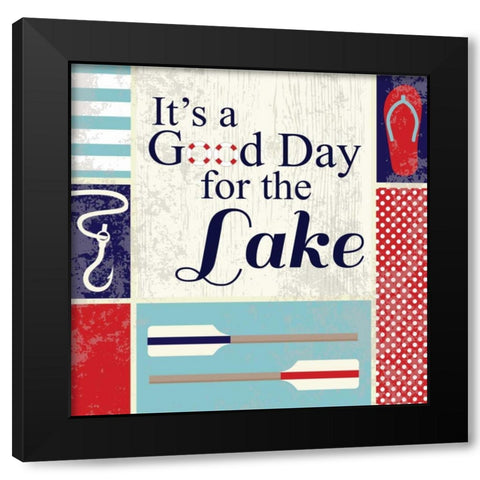 Lake I Black Modern Wood Framed Art Print with Double Matting by ND Art and Design