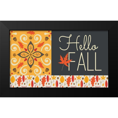 Hello Fall I Black Modern Wood Framed Art Print by ND Art and Design