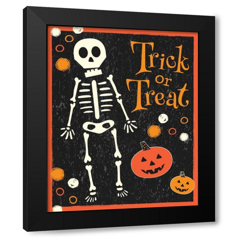 Trick or Treat Black Modern Wood Framed Art Print with Double Matting by ND Art and Design