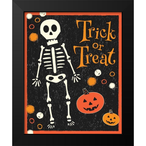 Trick or Treat Black Modern Wood Framed Art Print by ND Art and Design