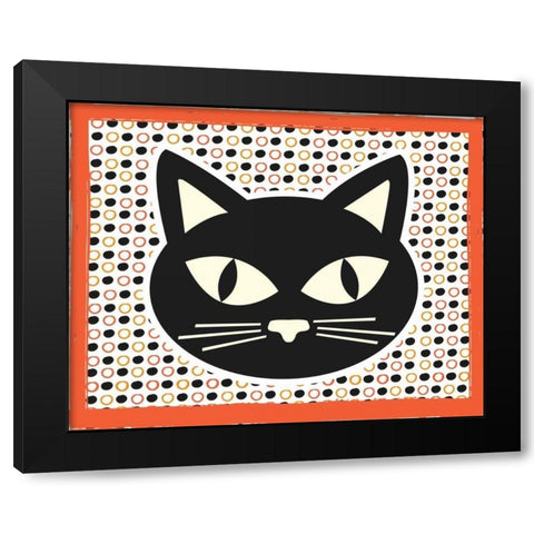 Black Cat Black Modern Wood Framed Art Print with Double Matting by ND Art and Design