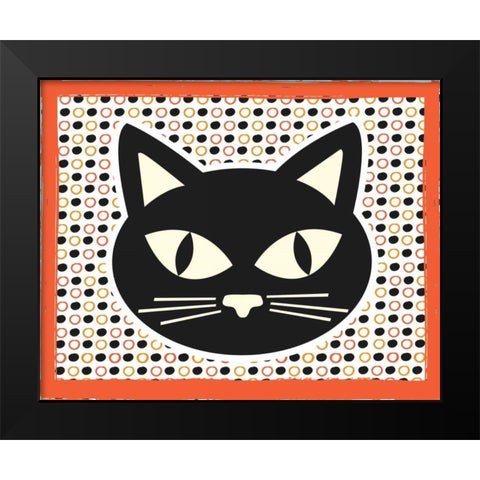 Black Cat Black Modern Wood Framed Art Print by ND Art and Design