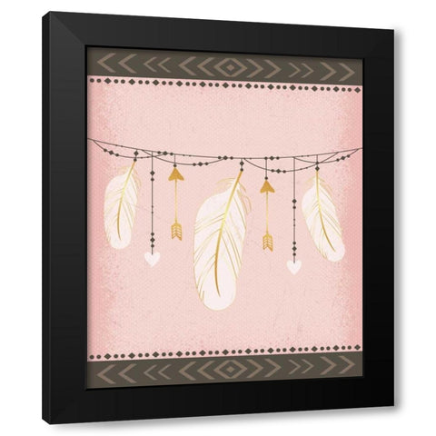 Feathers Black Modern Wood Framed Art Print with Double Matting by ND Art and Design