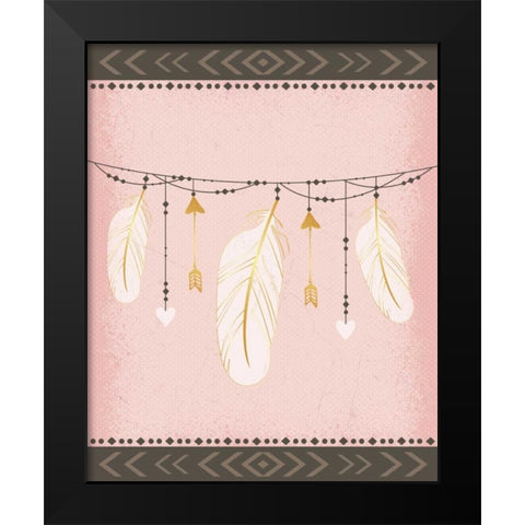 Feathers Black Modern Wood Framed Art Print by ND Art and Design