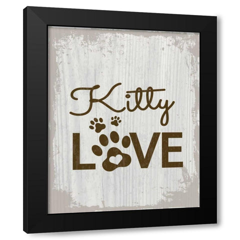 Kitty Love Black Modern Wood Framed Art Print by ND Art and Design
