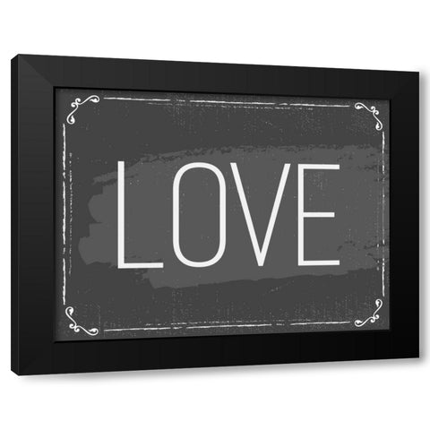 Love Black Modern Wood Framed Art Print with Double Matting by ND Art and Design