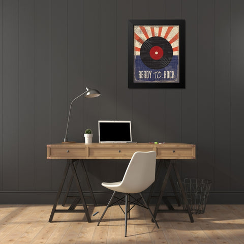 Ready to Rock Black Modern Wood Framed Art Print by ND Art and Design