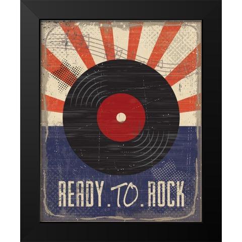 Ready to Rock Black Modern Wood Framed Art Print by ND Art and Design