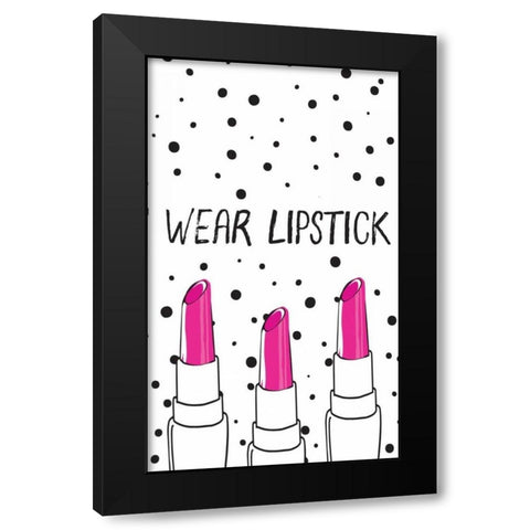 Wear Lipstick Black Modern Wood Framed Art Print by ND Art and Design