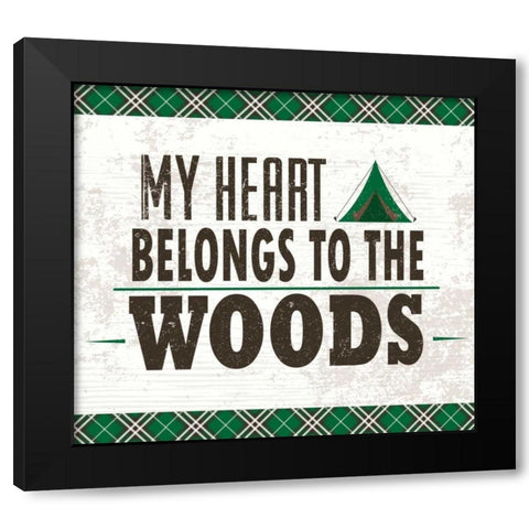 My Heart Belongs to the Woods Black Modern Wood Framed Art Print by ND Art and Design