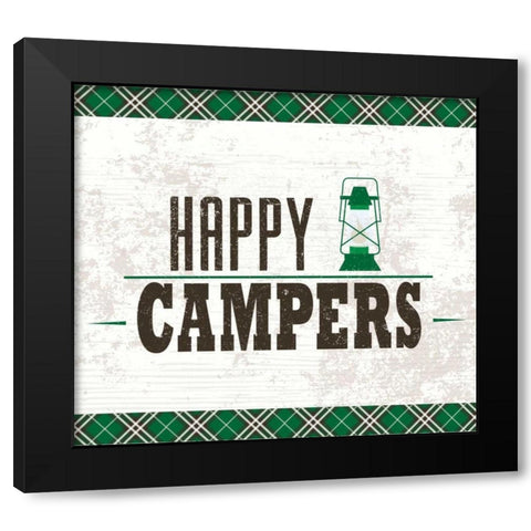 Happy Campers Black Modern Wood Framed Art Print with Double Matting by ND Art and Design