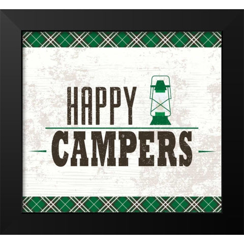 Happy Campers Black Modern Wood Framed Art Print by ND Art and Design