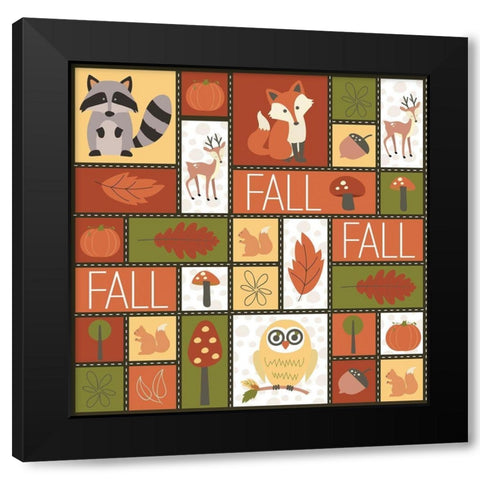 Fall Collage Black Modern Wood Framed Art Print by ND Art and Design