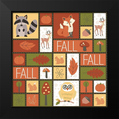 Fall Collage Black Modern Wood Framed Art Print by ND Art and Design