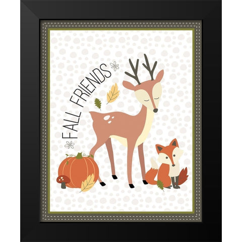 Fall Friends Black Modern Wood Framed Art Print by ND Art and Design
