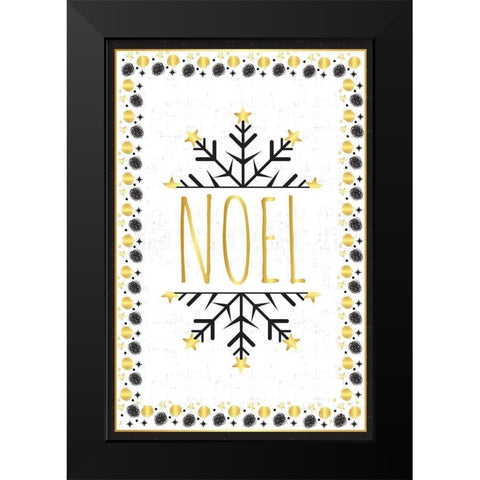 Noel Black Modern Wood Framed Art Print by ND Art and Design