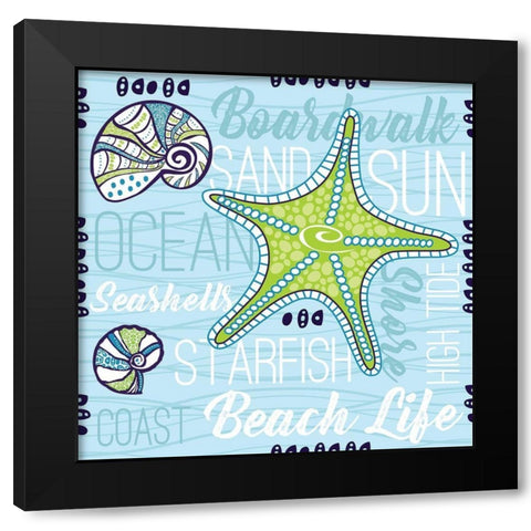 Boardwalk Typography Black Modern Wood Framed Art Print with Double Matting by ND Art and Design