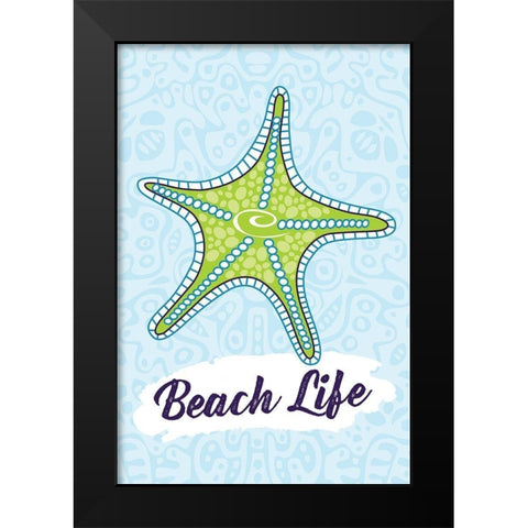 Beach Life Black Modern Wood Framed Art Print by ND Art and Design