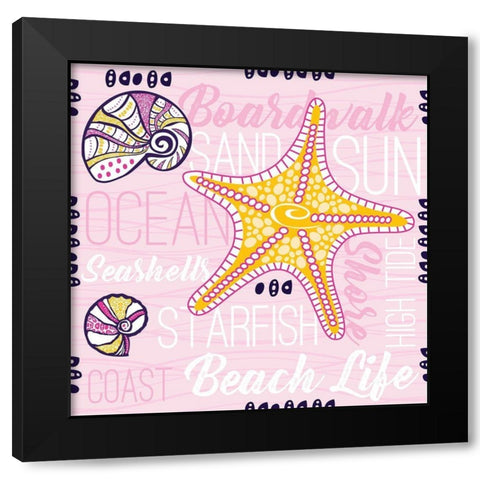 Boardwalk Typography Black Modern Wood Framed Art Print with Double Matting by ND Art and Design