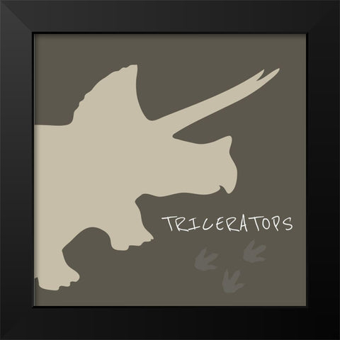 Triceratops Black Modern Wood Framed Art Print by ND Art and Design