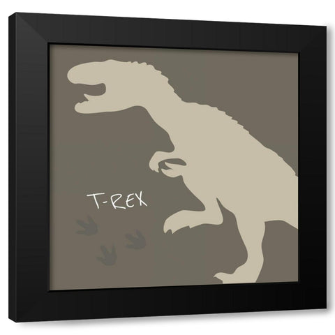 T-Rex Black Modern Wood Framed Art Print by ND Art and Design