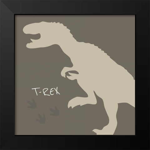 T-Rex Black Modern Wood Framed Art Print by ND Art and Design