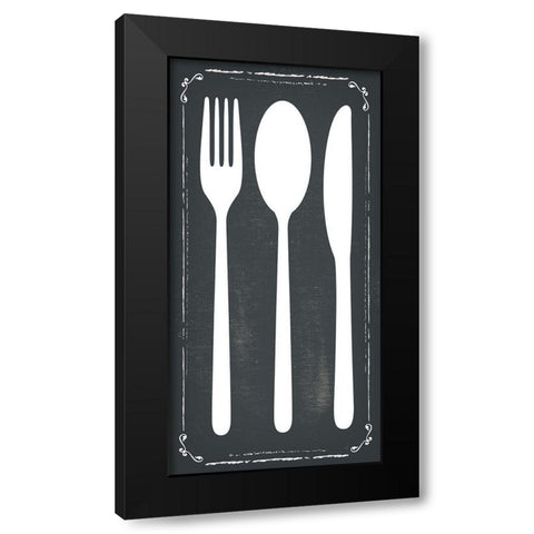 Utensils Black Modern Wood Framed Art Print by ND Art and Design