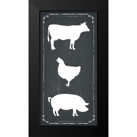Farm Animals Black Modern Wood Framed Art Print by ND Art and Design