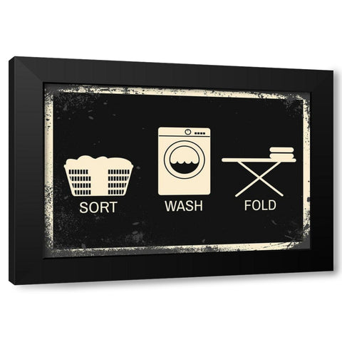 Sort, Wash, Fold Black Modern Wood Framed Art Print with Double Matting by ND Art and Design