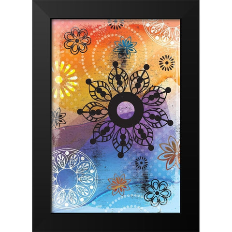 Warm Colors Florals III Black Modern Wood Framed Art Print by ND Art and Design