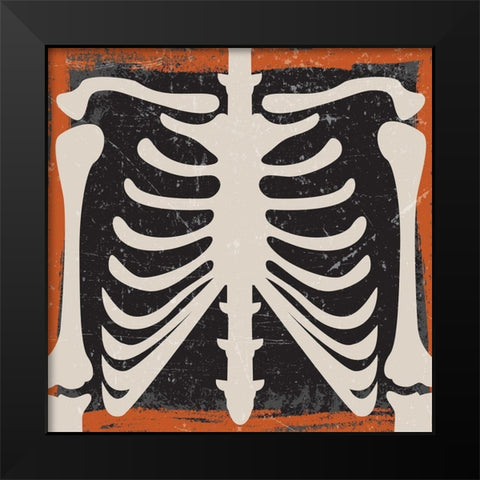 Skeleton Black Modern Wood Framed Art Print by ND Art and Design