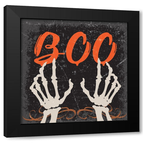 Boo Black Modern Wood Framed Art Print by ND Art and Design