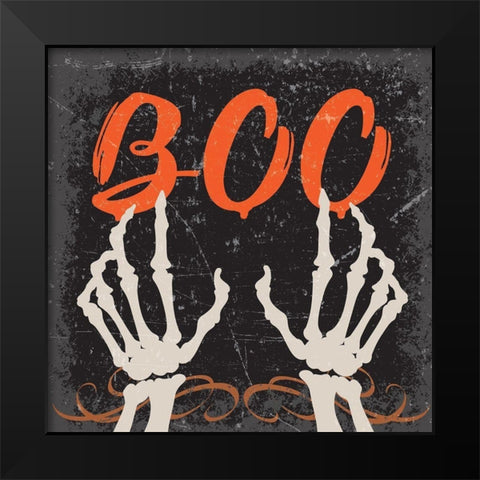 Boo Black Modern Wood Framed Art Print by ND Art and Design