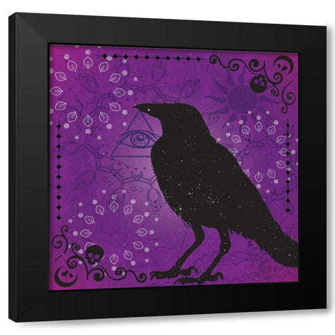Raven Black Modern Wood Framed Art Print by ND Art and Design