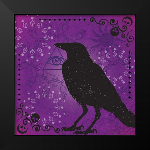 Raven Black Modern Wood Framed Art Print by ND Art and Design