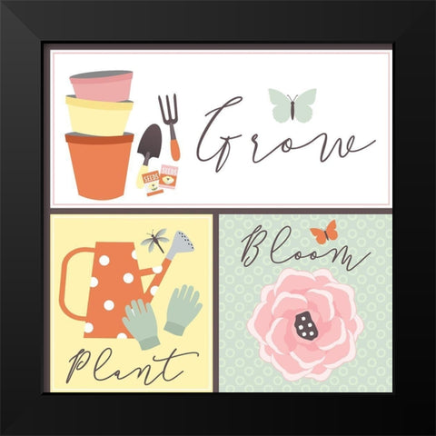 Garden Goddess - Grow, Plant, Bloom Black Modern Wood Framed Art Print by ND Art and Design
