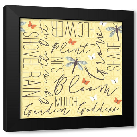 Garden Goddess Word Black Modern Wood Framed Art Print with Double Matting by ND Art and Design