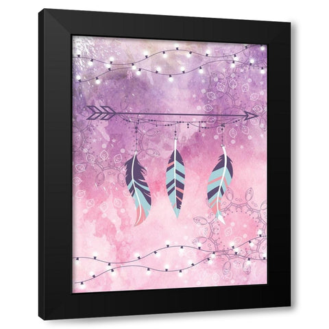 Boho Glow I Black Modern Wood Framed Art Print with Double Matting by ND Art and Design