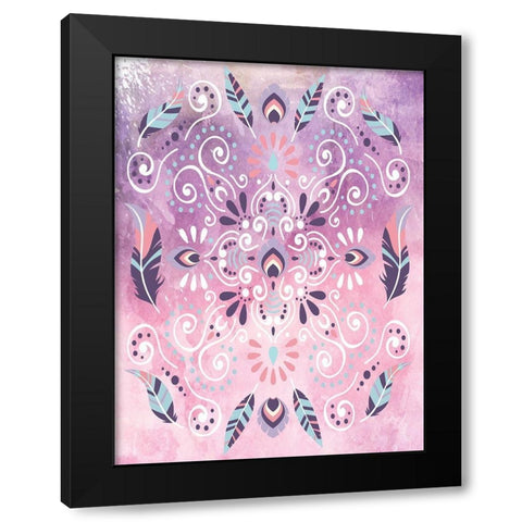 Boho Glow II Black Modern Wood Framed Art Print with Double Matting by ND Art and Design