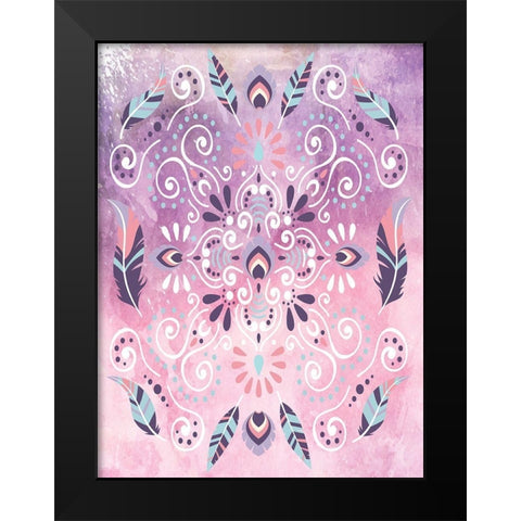 Boho Glow II Black Modern Wood Framed Art Print by ND Art and Design