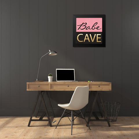 Babe Cave Black Modern Wood Framed Art Print by ND Art and Design