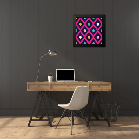 Tropical Pattern Black Modern Wood Framed Art Print by ND Art and Design