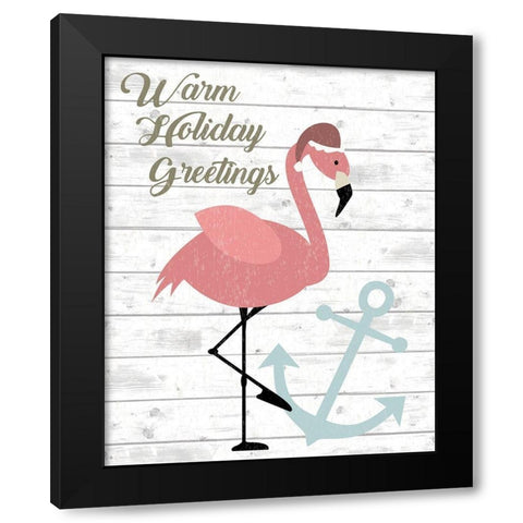 Warm Holiday Greetings Black Modern Wood Framed Art Print by ND Art and Design